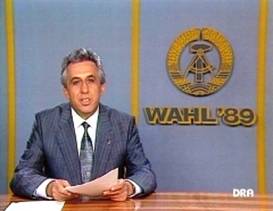 Программа новостей и заставка пропагандистской программы ТВ ГДР, 1989 год. По материалам Интернета. 