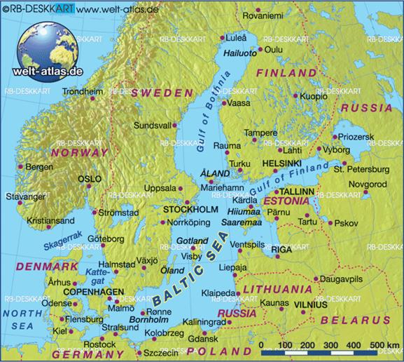 Карта Балтийского моря. По материалам Интернета . 