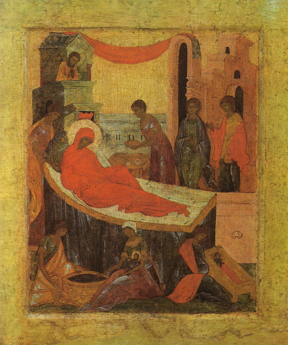 The Birth of Most Holy Theotokos. The icon from Solotchinskiy monastery near Ryazan. Early XVI century. Ryazan Historical and Architectural Museum-Reserve