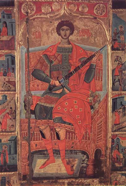 The icon of Saint George with scenes from his life. XVII century. Pec, Treasure of the Patriarchate.