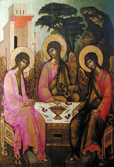 Icons of the Holy Trinity. Ilya Fillipov. Troitsa (The Holy Trinity). 1685. Perm Art Gallery 