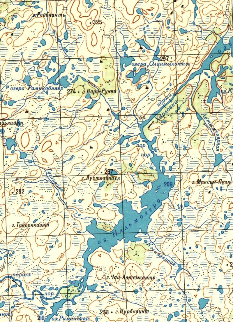 Ручей Карп-ручей на карте двухкилометровке 