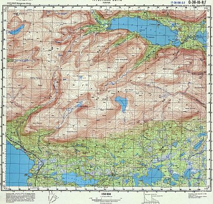 Ловозерские тундры на карте полукилометровке. Листы Q-36-9 и Q-36-10