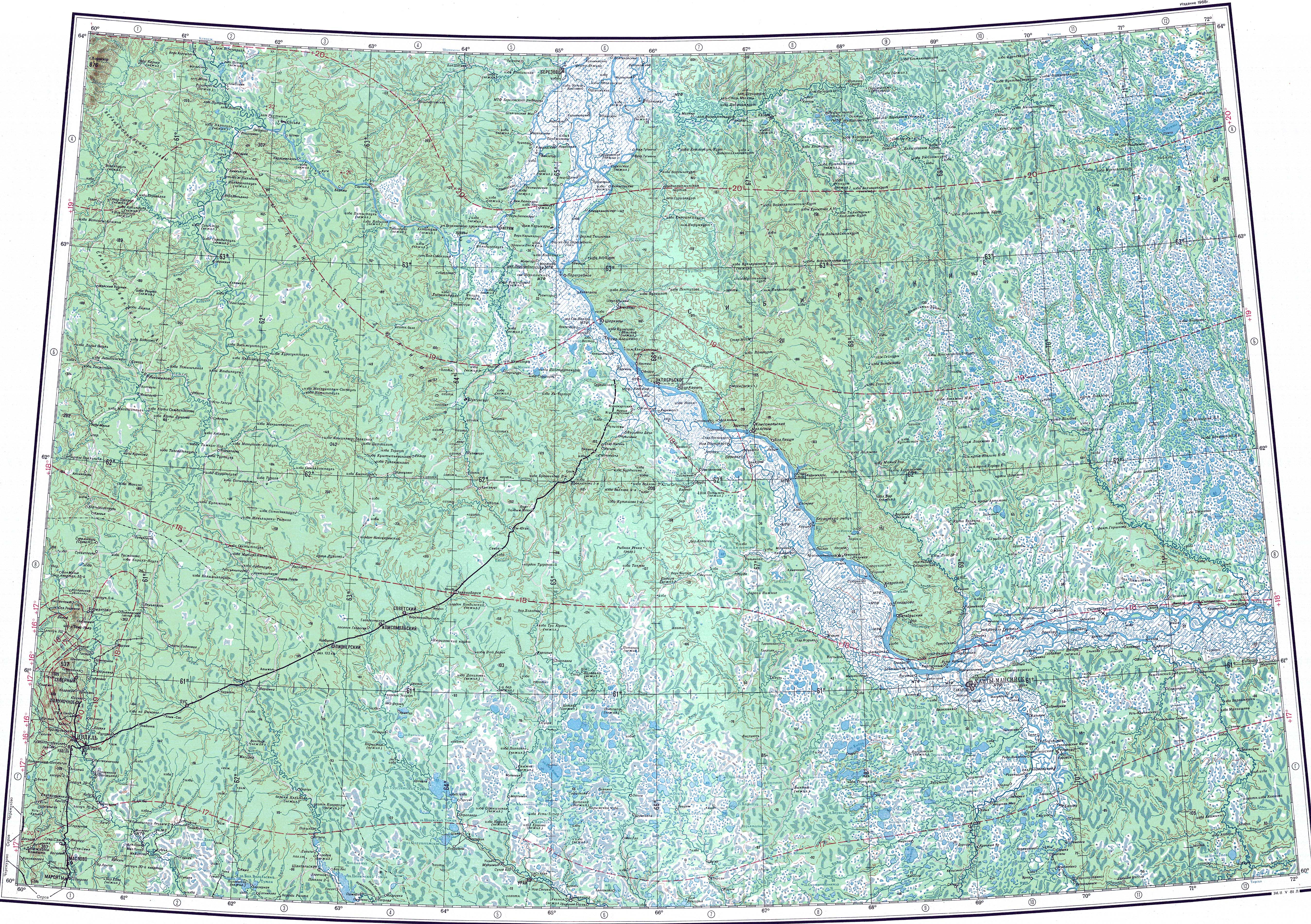 Топографические карты Генштаба / Лист  P-39-P-41-42, Ханты-Мансийск 