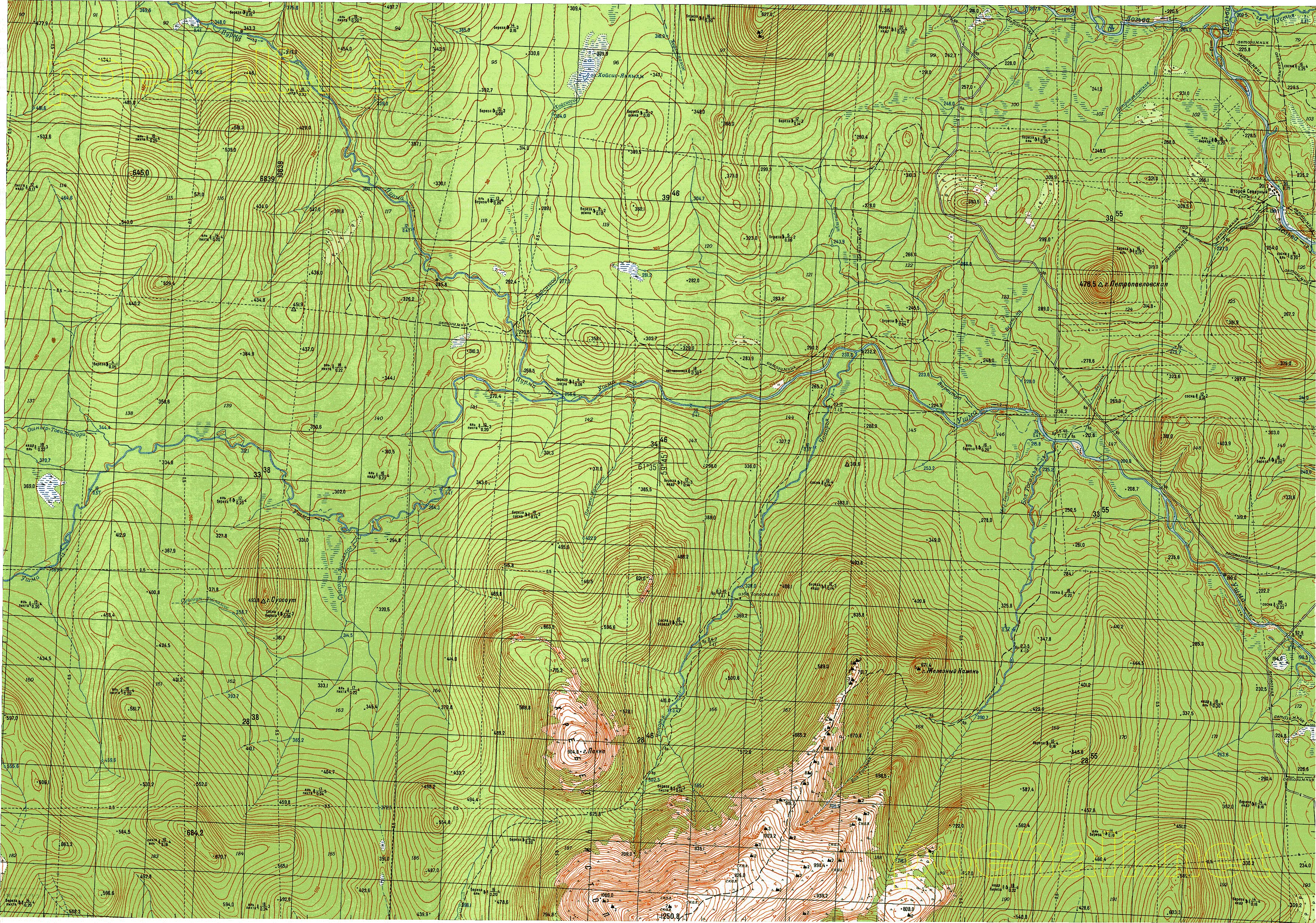 Топографические карты Генштаба / Карты листа P-40 (Северный Урал) / Карты масштаба 1:50000 (полукилометровки) / Лист P-40-96 А,Б, Второй Северный 