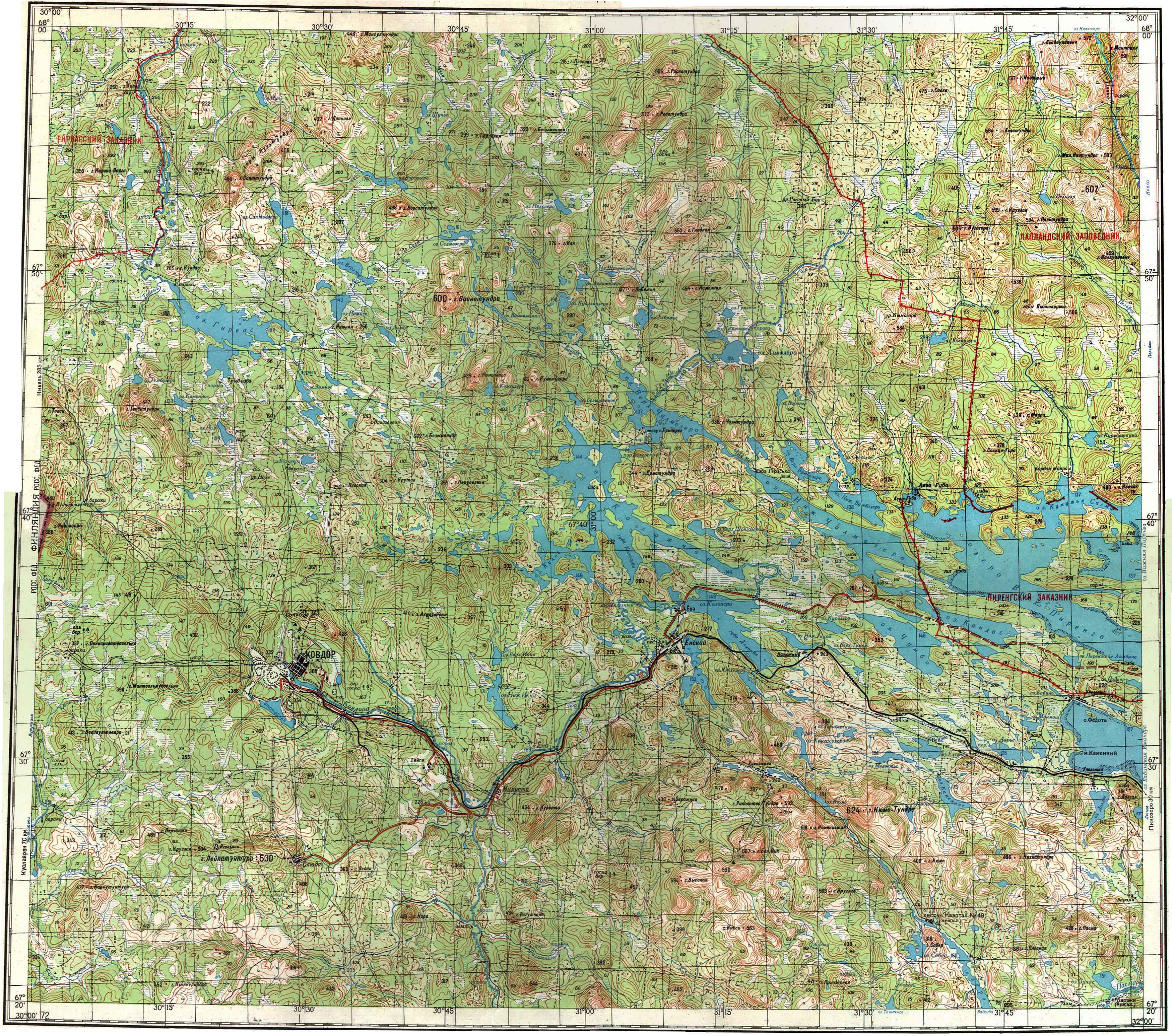 Топографические карты Генштаба / Карты листа Q-36 (Кольский полуостров и Северная Карелия) / Карты масштаба 1:200000 (двухкилометровки) / Лист Q-36-I,II (Ковдор) 