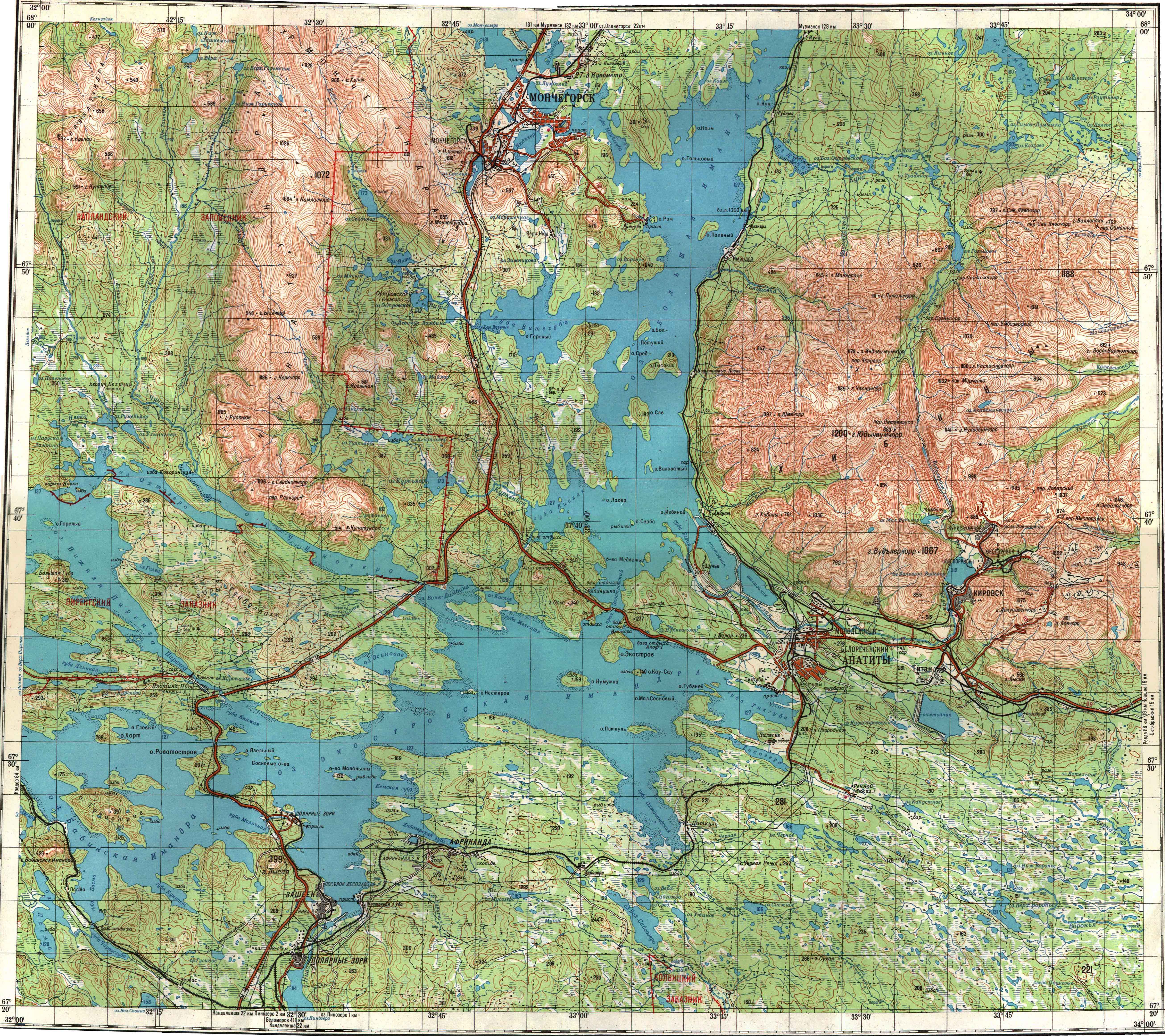 Топографические карты Генштаба / Карты листа Q-36 (Кольский полуостров и Северная Карелия) / Карты масштаба 1:200000 (двухкилометровки) / Лист Q-36-III,IV (Апатиты) 