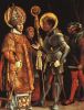Маттиас Грюневальд. Встреча святого Эразма и святого Маврикия. 1523. Мюнхен. Старая Пинакотека. 