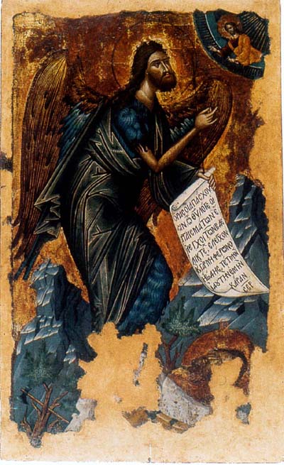 John the Baptist Angel of Wildness. Greek icon of Cretan School. XVI century. Sarajevo, Archangel Church (Old Church). 
