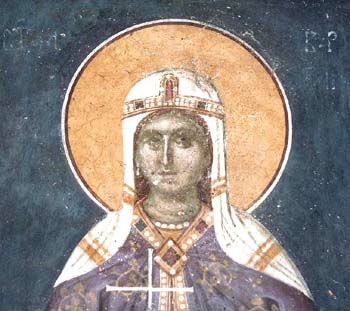 Святая Варвара. Фреска монастыря Грачаница. Сербия. Косово. 14 век 