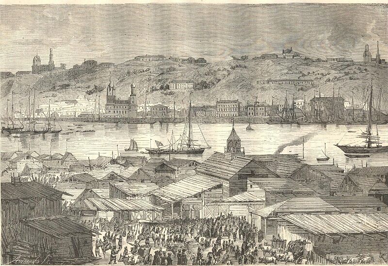 Нижний Новгород в 1862 году. Рисунок из книги "Образы России" 