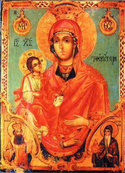 Bulgarian icons. Dimitar Zograf. Bogoroditsa Troeruchitsa