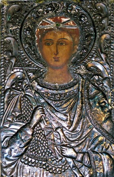 Bulgarian icons. Saint Demetrius of Thessalonica. The temple icon of Saint Demetrius Cathedral in Plovdiv.