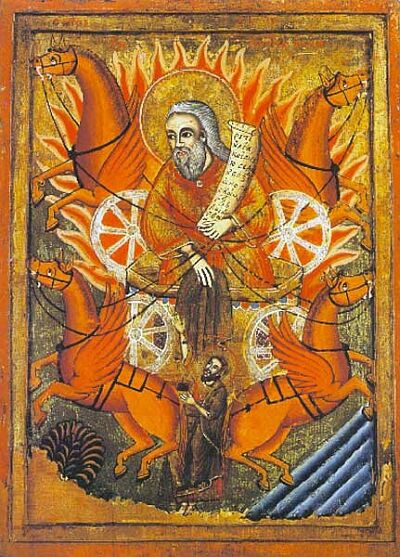 Ascension of the Prophet Elias. Bulgarian icon. XVIII century 