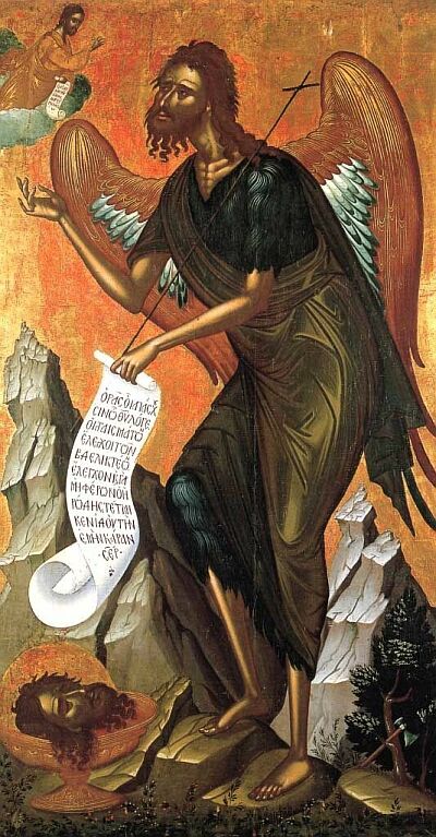Greek icons. Michael Damaskinos. John the Baptist Angel of Wildness.