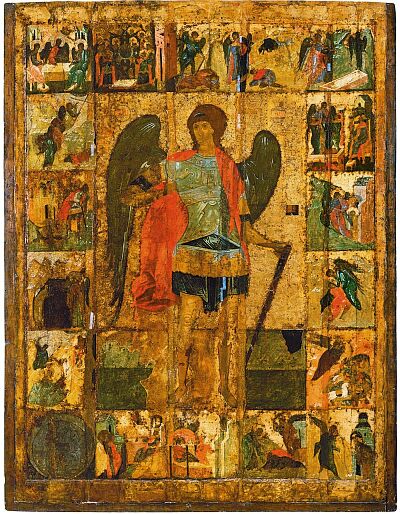 Moscow icons. The Archangel Michael with Scenes from His Deeds. The temple icon of Archangel Cathedral of the Moscow Kremlin. 1410s