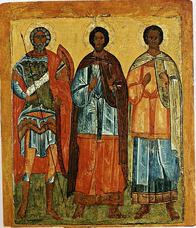 Rostov icons. Saints Andrew Stratelates, Florus and Laurus. XVI century. State Museum-Reserve "Rostov Kremlin" 