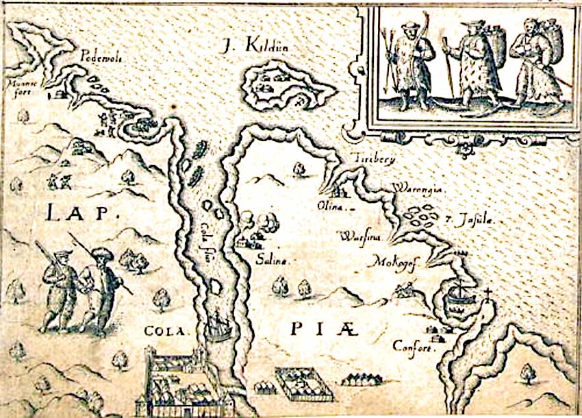 Кильдин - остров. В Баренцевом море, к Востоку от Кольского залива. С 16 века в сфере хозяйственного владения мунамашских саамов. В 17 веке - 2 рыбацких становища. Постоянное поселение образовали норвежцы в 1870 году. Остров Кильдин на фламандской карте 1601 года. (Картограф Abraham Ortelius)