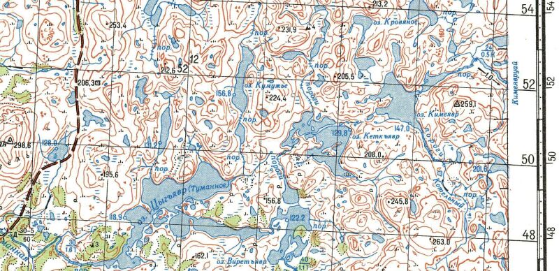 Ketkjavr lake on 1 : 100 000 map 