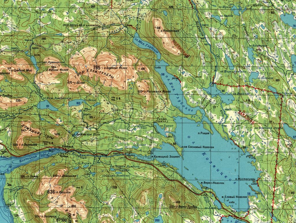 Колвицкое - озеро. Сток по реке Колвица в губу Колвицкая Белого моря. Колвицкое озеро на карте двухкилометровке 