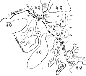 Схема волока с Афанасии на Койнийок