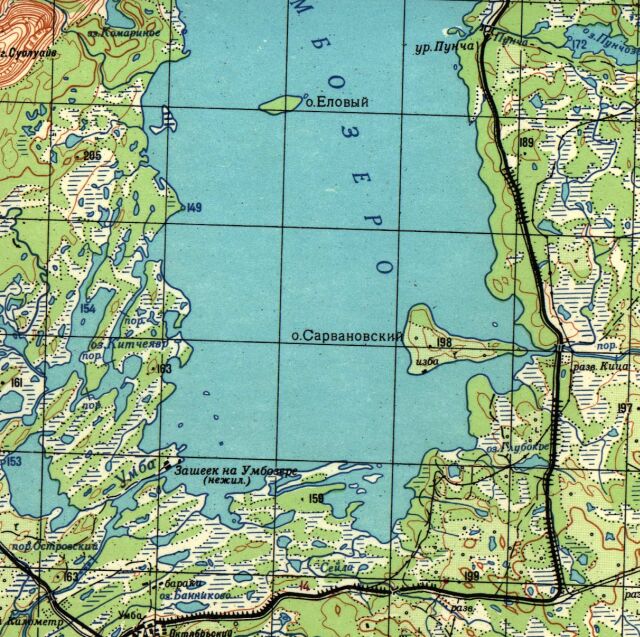 Остров Сарвановский на карте двухкилометровке 
